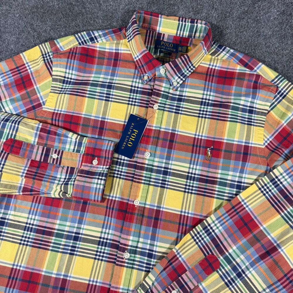 NWT Polo Ralph Lauren 2XL Slim Fit Madras Plaid Button Down Shirt Multicolor
